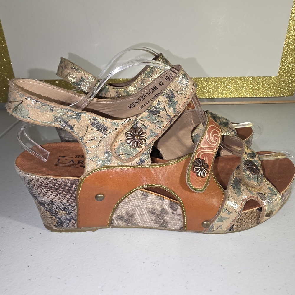 L'Artiste Spring Step PROSPERITY Artistic wedge sandals Boho Sz 42 (10.5-11)